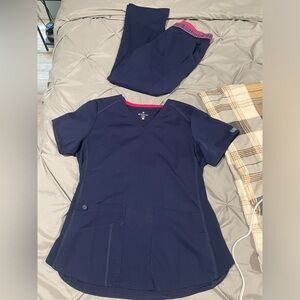 Med Couture Navy and Pink Scrub Set